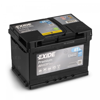 Аккумулятор EXIDE EA612 premium 12v 61ah 600a