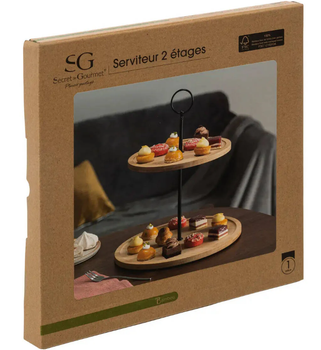 Patera dwupiętrowa Secret de Gourmet bambusowa 30 cm (3560232553035)