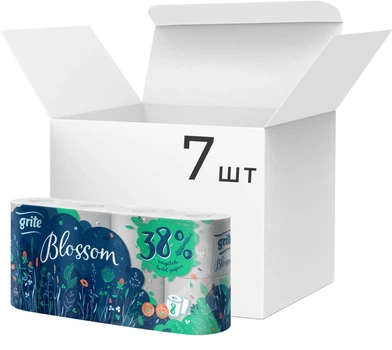 Упаковка туалетного паперу Grite Blossom 135 відривів 3 шари 7 шт по 8 рулонів (4770023346756)