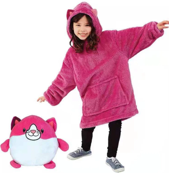 Толстовка плед с капюшоном для детей 60 см полиэстер 70% хлопок 30% Huggle Hoodie LS-101