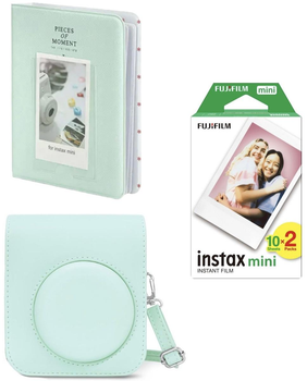 Подарочный набор FujiFilm instax mini 12, instax mini 11 : Фотобумага 20 фото / Картриджи х2 / Альбом 64 фото / Чехол CMint Green (Мятно-зеленый)