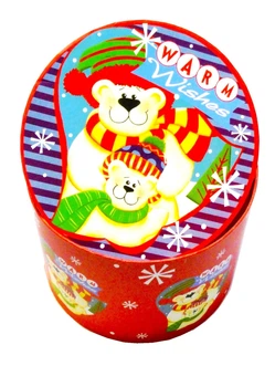 Новогодняя подарочная коробка круглая 21 см х 14 см большая