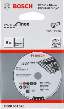 Диск відрізний Bosch Expert for Inox 76x1x10 мм для GWS 10.8 5 шт. (2608601520)