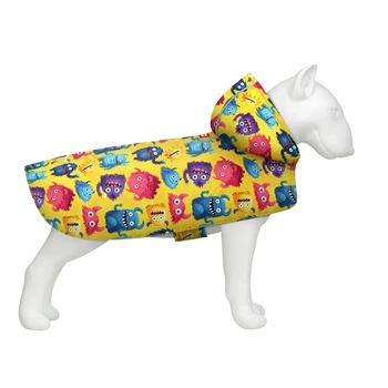 Дождевик-накидка с капюшоном для собак WAUDOG Clothes, рисунок "Мохнатые монстры", XL, А 55-61 см, B 68-80 см, С 42-52 см