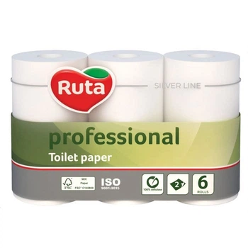 Туалетний папір Ruta Professional двошаровий 6 рулонів біла 500 відривів 2 шари