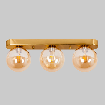 Тройной светильник с 3 шарообразными плафонами "Glass Trio Light"(61-X100F-3 BRZ+BR (380))