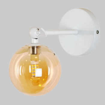 Бра "Globe Wall Light" с белым корпусом и коричневым плафоном 10 см (61-W100F-1 WH+BR)