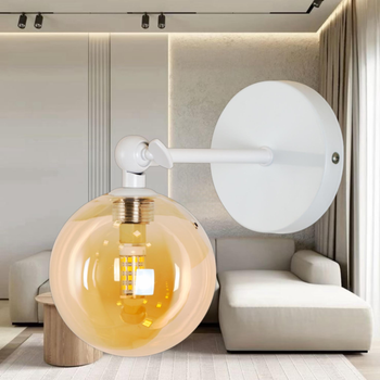 Бра "Globe Wall Light" с белым корпусом и коричневым плафоном 10 см (61-W100F-1 WH+BR)
