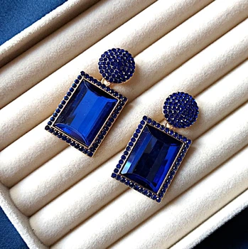 Серьги бижутерия Большие камни Accessories Синие