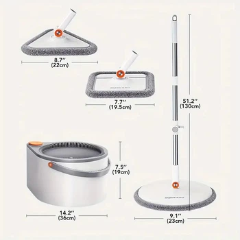 Набір швабра та відро з віджимом Joybos Spin Mop S01, 3 насадки, по 2 мопи в комплекті