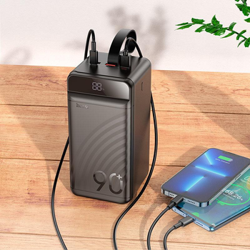 Повербанк большой емкости 90000mAh 22.5W+PD20W портативная батарея Hoco J123D Element 333Wh 3xUSB/Type-C/MicroUSB/Lightning черный