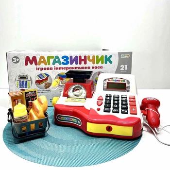 Детский игровой кассовый аппарат Limo Toy с продуктами весами деньгами Красный (7162-1 UA)