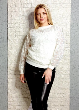 Фатиновий ажурний джемпер Pink Air білий M-XL 15-700