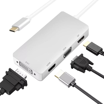 Док-станція Helos USB 3.1 Type-C St./DP/HDMI/DVI/VGA Bu, Premium 4K Silver (4005938883882)