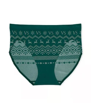 Трусики жіночі новорічні Victorias Secret Seamless Christmas Reindeer Panty Green Зелені L