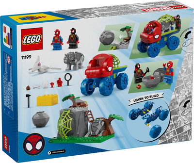 Zestaw klocków LEGO Marvel Spidey Misja ratunkowa zespołu Spidey’ego w dinoterenówce 136 elementy (11199)