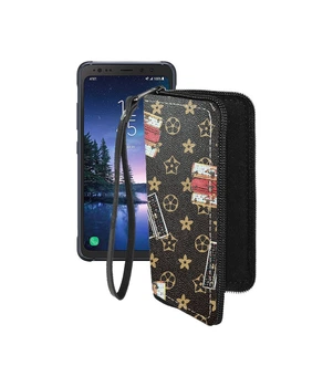 Чохол-гаманець з екошкіри для телефону Samsung Galaxy S8 Active (S892) Луі-Вітон-коричневий