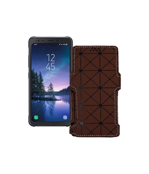 Чохол-книжка з екошкіри для телефону Samsung Galaxy S8 Active (S892) Коричневий ромб