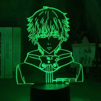 Светильник с 3D эффектом led лампа Токийский гуль Канэки Кэн из аниме Tokyo Ghoul ночник с пультом (100188.4)