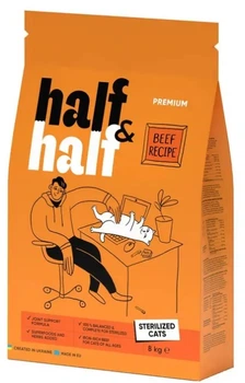Сухий корм для котів Half & Half Sterilized 8 кг - яловичина