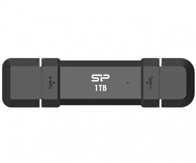 Зовнішній накопичувач ssd, 1Tb, Silicon Power ds72, Black, Type-C/usb 3.2 Gen 2, 1050/850 MB/s (sp001tbuc3s72vpk)