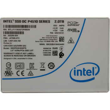 SSD накопитель Intel dc p4510 2tb u.2 2.5" (ssdpe2kx020t801)