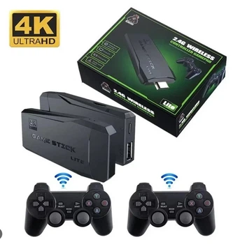 Ігрова приставка M8 Mini Game Stick 64 ГБ 10000 ігор 4K HDMI 2 бездротові джойстики Чорний