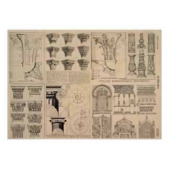 Аркуш крафт паперу з малюнком Фабрика Декору History and architecture #09, 42x29,7 см, артикул FDKP-006-09