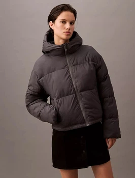Куртка жіноча Calvin Klein Women's Short Hooded Puffer Jacket XS Сірий (14904090)