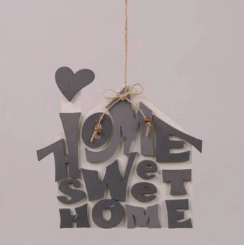 Підвіска дерев'яна Flora HOME SWEET HOME з сірим написом 29589