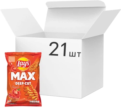 Упаковка чипсів Lay`s MAX Сальса 95 г х 21 шт (1.995 кг) (4823063128780)