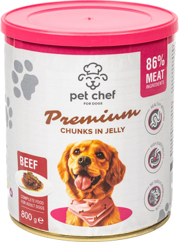 Корм влажный для взрослых собак Pet Chef кусочки в желе с говядиной 800 г (4820255193632)