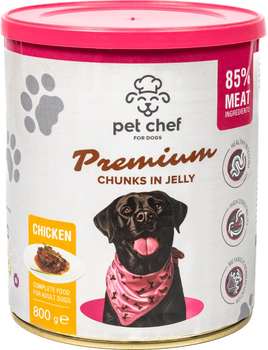 Корм влажный для взрослых собак Pet Chef кусочки в желе с курицей 800 г (4820255193656)