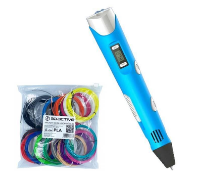 Набір 3D ручка MAGIC PEN 3DACTIVE HUKUMI PLA/ABS/PET-G із комплектом ниток 100 м Синя