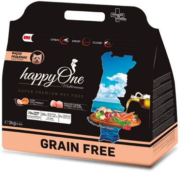 Беззерновой корм для собак малых пород happyOne Mediterraneum Small Breeds Fresh Meat со свежим мясом 3 кг (5600760440587)