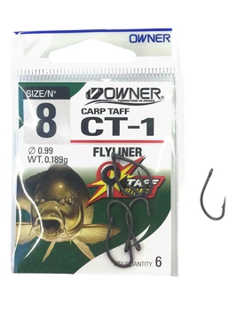 Гачки "OWNER" CT-1 №8 CARP TAFF FLYLINER w/EYE (JAPAN),53272-08