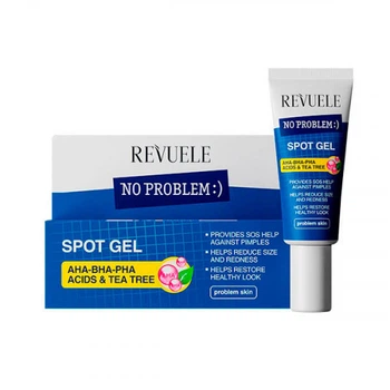 Точечный гель для подсушивания прыщей Revuele No Problem с кислотами и чайным деревом, 25 мл