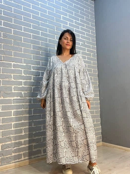 Платье женское Indigo Blue 0156789 длинное тонкое с оборками орнамент one size серое