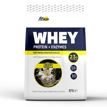 Протеин FitWin Whey Protein + Enzymes, 900 грамм - Ваниль со сливками