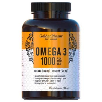 Жирные кислоты Golden Pharm Omega-3 1000 mg, 120 капсул