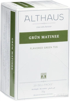 Чай зелёный с добавками пакетированный Althaus Grün Matinee 20 х 1.75 г (4260312440994)