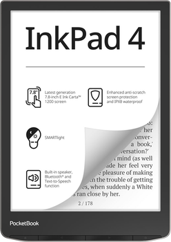 E-book PocketBook InkPad 4 (PB743G) IPX8 Stardust Silver (PB743G-U-WW)