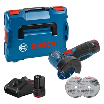 Аккумуляторная болгарка Bosch Professional GWS 12V-76 + 2 акб 3 Ah + ЗУ GAL 12V-40 + 3 круга + L-Boxx 102 (06019F200B)