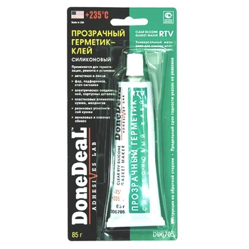 Клей-герметик для стекла силиконовый прозрачный (-75 + 235 С) Done Deal 85 г (DD6705)
