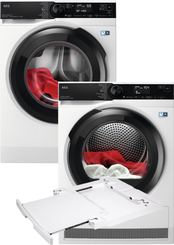 Стиральная машина AEG LFR73144OU + Сушильный автомат AEG TR838P4U + Монтажный комплект с выдвижной полкой AEG Electrolux A1WYHSK1 (комплект)