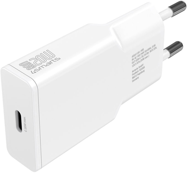 Мережевий зарядний пристрій 4smarts PDPlug Slim 20W GaN 1C White (4252011908998)