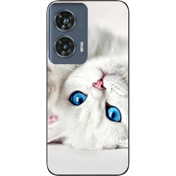 Силиконовый чехол SMTT для Motorola Edge 50 Fusion с картинкой Белый котик