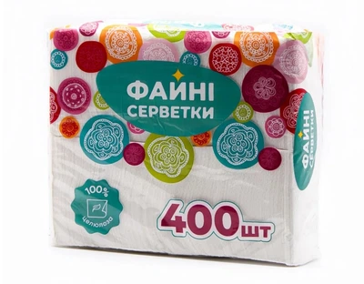 Салфетки бумажные Файні серветки 1-слойные 400 шт