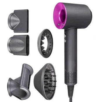 Фен-стайлер для волос 5 насадок 5в1 1600Вт Super Hair Dryer Fan Фуксия