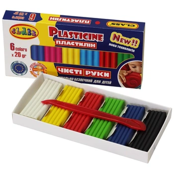 Пластилин Class Чисті руки maxi 6 цветов 120г стек